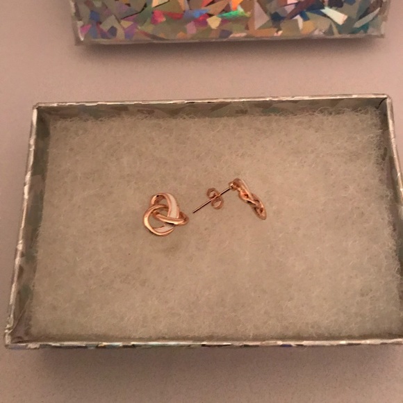Rose Gold Knot Earrings - Picture 2 of 4